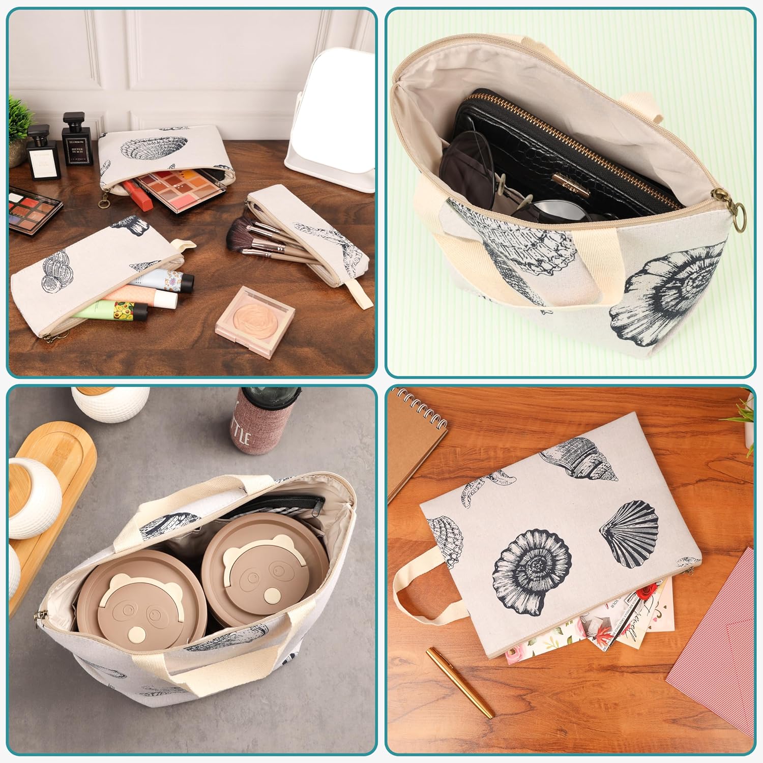 Sac et pochette en coton imprimé : le lot de 6 idéal pour un style chic et pratique – Image 4