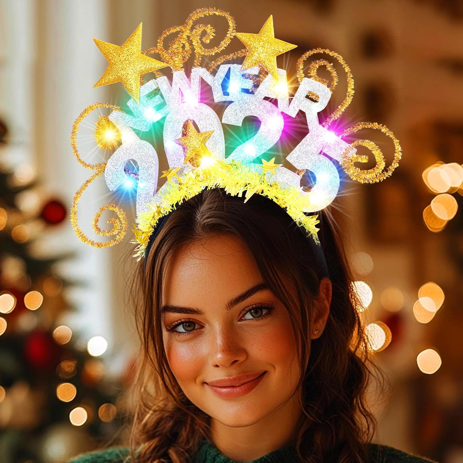 Serre-tête lumineux « Happy New Year » à LED : le bandeau à paillettes idéal pour les femmes qui célèbrent en beauté – Image 2