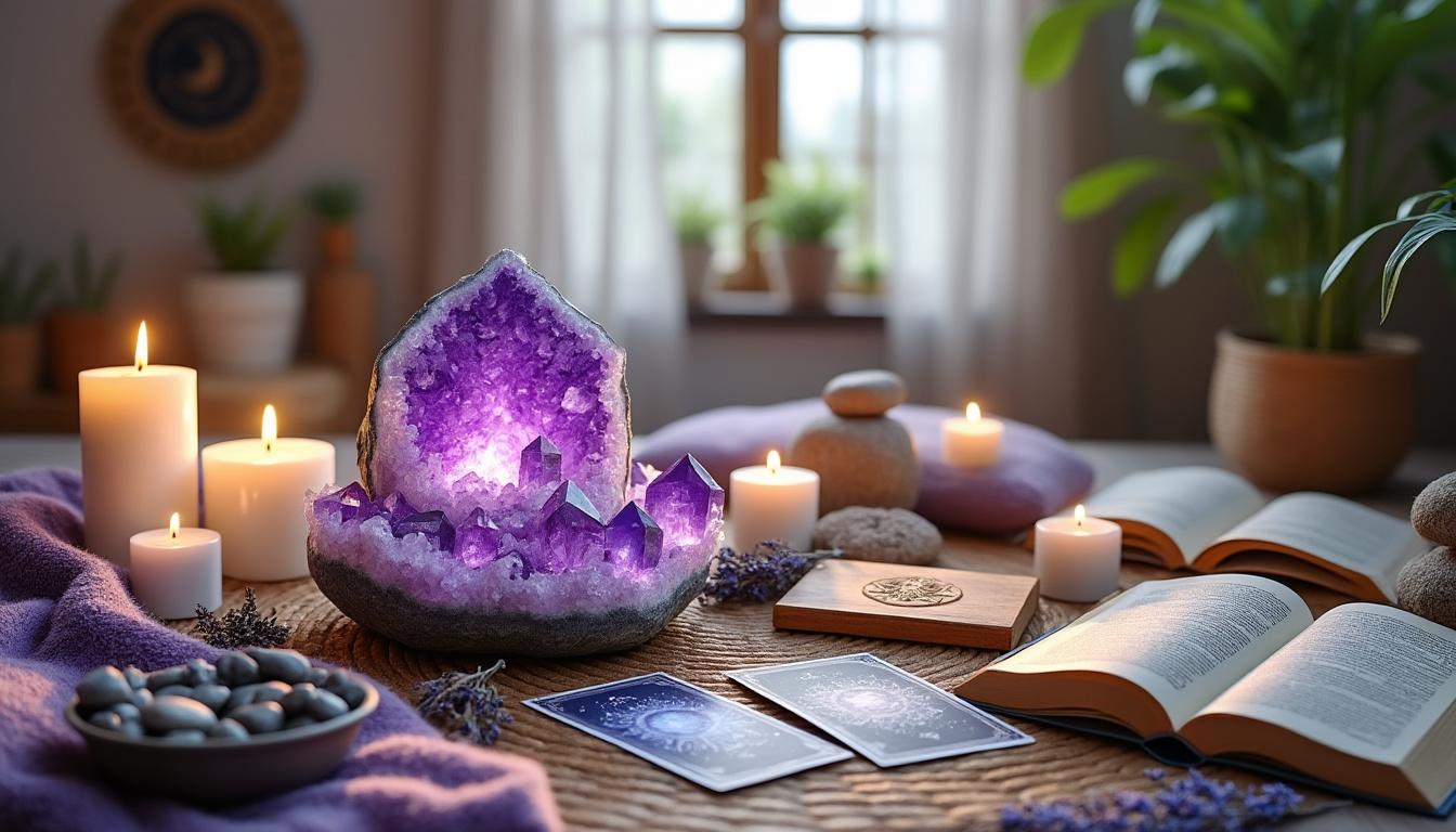 découvrez la signification spirituelle de l'améthyste, symbole de sagesse, de protection et de connexion aux messages angéliques pour élever votre esprit et votre énergie.