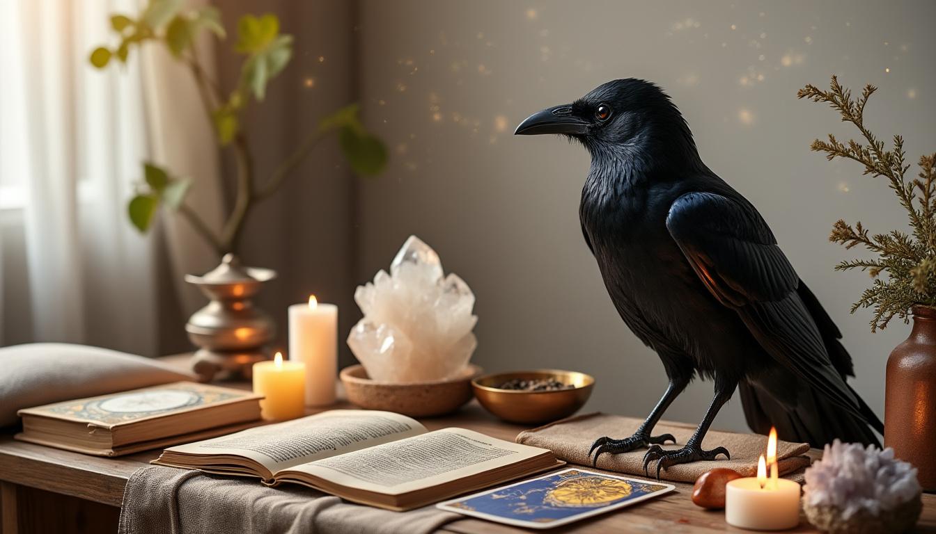 découvrez la signification spirituelle du corbeau, symbole de mystère, de transformation et porteur de messages divins dans de nombreuses cultures.