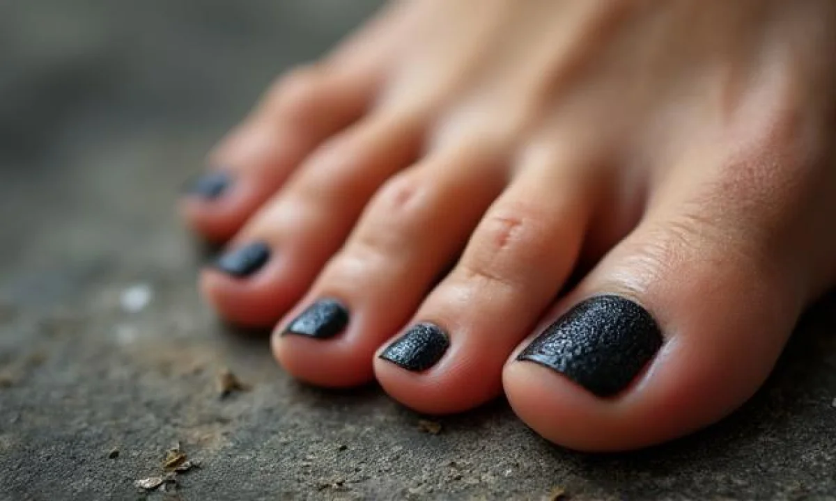 Ongle de pied noir sans choc : causes et traitement