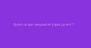 Qu'est-ce que vanupied et à quoi ça sert ?