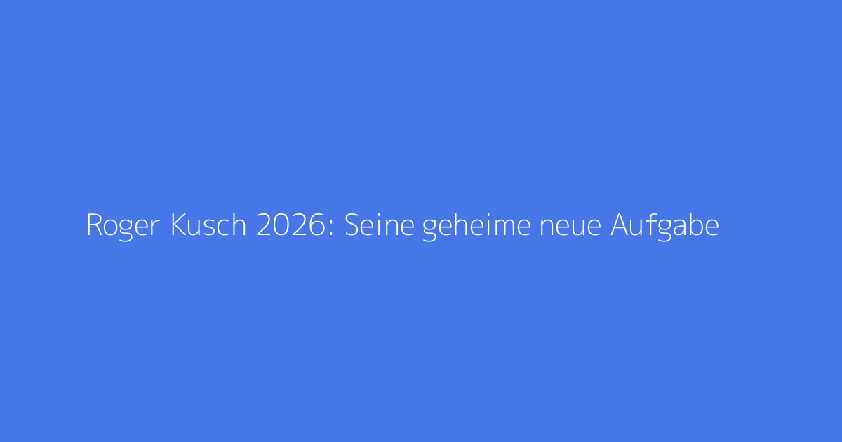 Roger Kusch 2026: Seine geheime neue Aufgabe