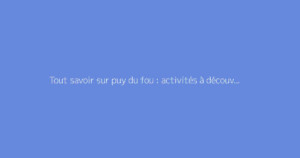 Tout savoir sur puy du fou : activités à découvrir : le guide complet